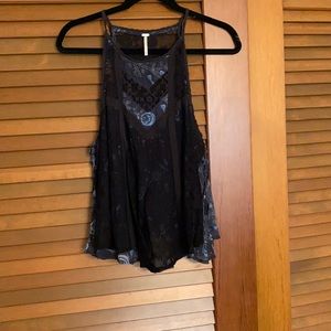 Free people Lace Tank navy and black, Small